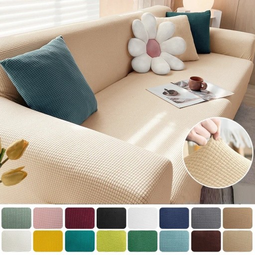 Stretch Elastic Cover for 3-Seater Sofa 175–210 cm Jacquard Sofa Cover Colourful Design Protective Cover for Living Room