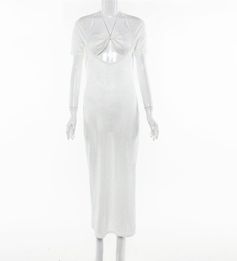 Stretch maxi-jurk wit