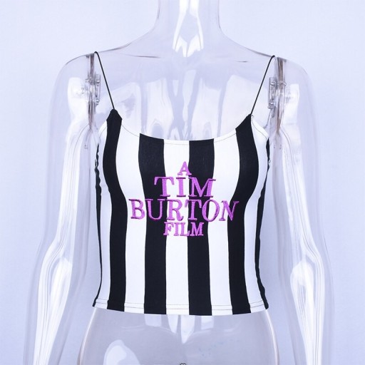 Stribet crop top til kvinder A1274
