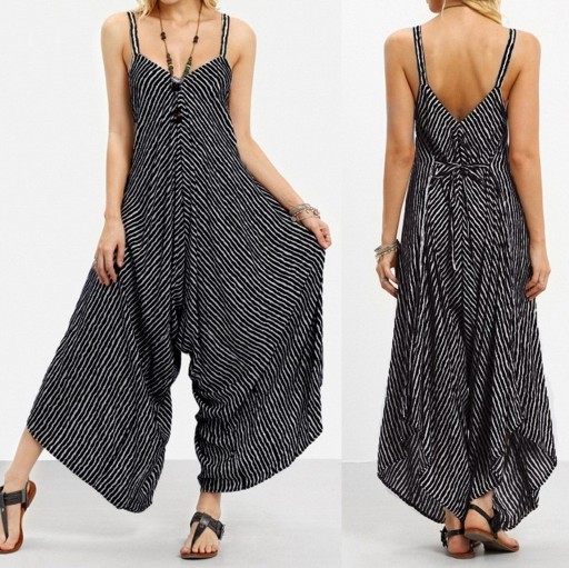 Stribet damejumpsuit A2901