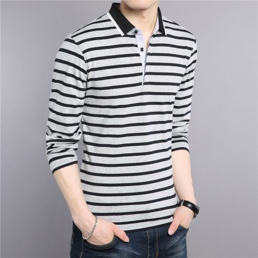Stribet herrepoloshirt J2613