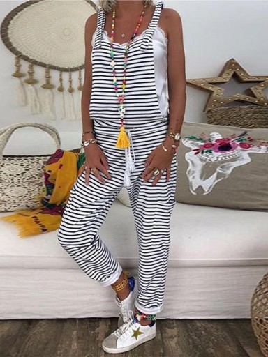 Stribet jumpsuit til kvinder