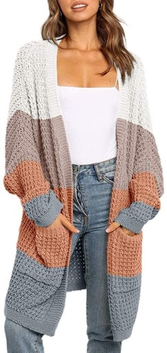 Stribet strikket cardigan til kvinder A2210