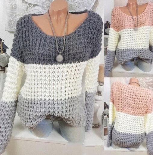 Stribet strikket sweater til kvinder