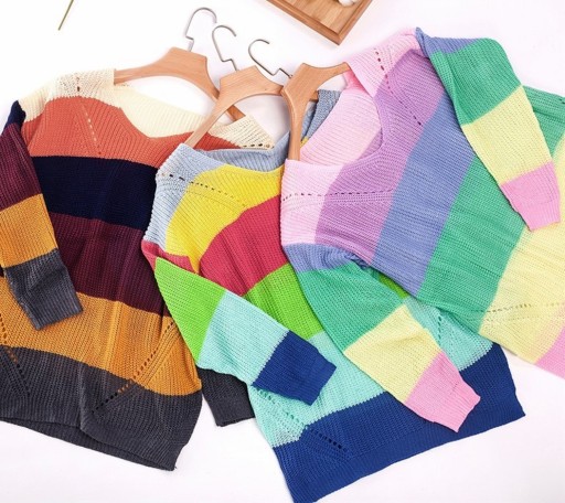 Stribet sweater til kvinder G348