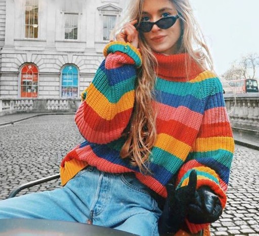 Stribet sweater til kvinder