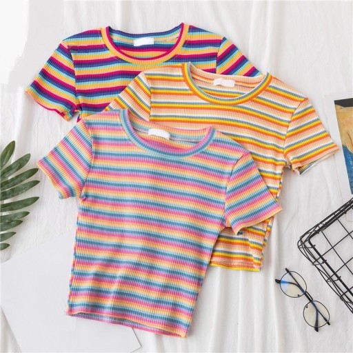 Stribet T-shirt til kvinder B394