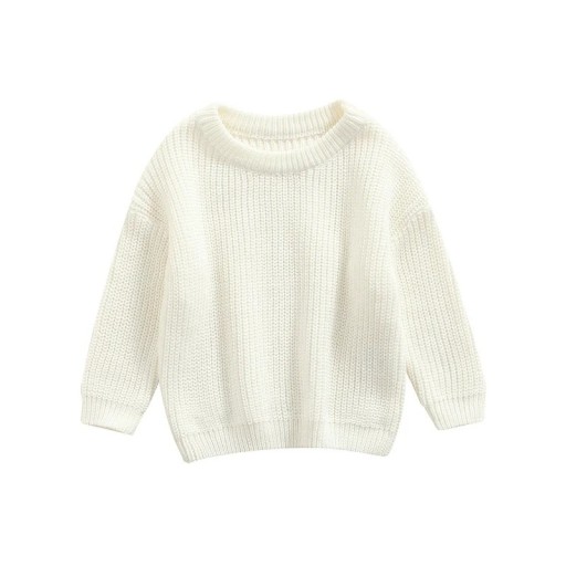 Strickpullover aus Baumwolle mit langen Ärmeln für Neugeborene Herbst- und Winterfreizeitoberteil Einfarbige Kleidung für Mädchen und Jungen