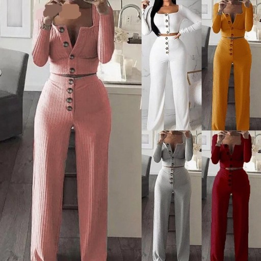 Strikket crop top og bukser til kvinder B1180