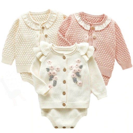 Strikket sweater og bodysuit til piger L1168