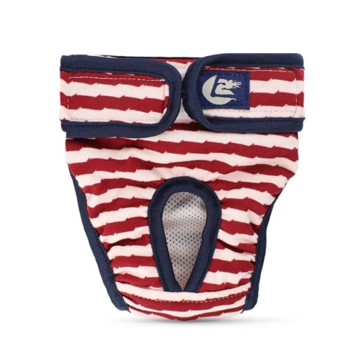 Striped Dog Heat Pants Size L Waist Circumference 35-45 cm Washable Hygienic Pants Adjustable Waist Breathable Comfortable