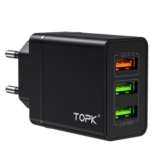 Strømadapter 3 USB-porte Hurtigopladning K699