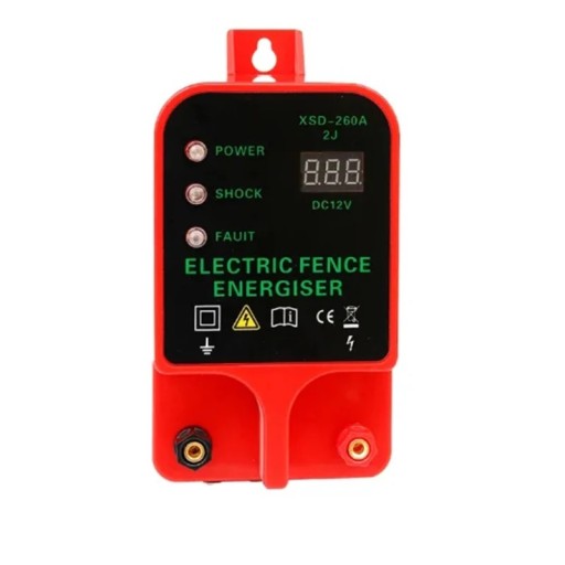 Stromversorgung für den elektrischen Zaun mit Alarm und LCD-Display, Reichweite 10 km, Ausgang 10 kV, roter Stromversorger für Weiden mit Nutzvieh