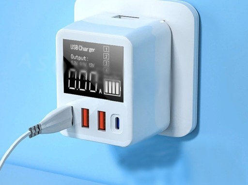 Stroomadapter 3 USB-poorten / USB-C Quick Charge en PD