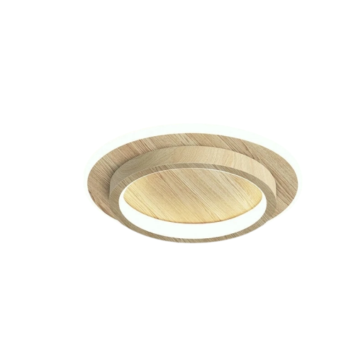 Stropné LED svietidlo kruhové priemer 21 x výška 5 cm, drevený vzhľad, akryl a PVC, vstavaná LED studené biele svetlo do chodby