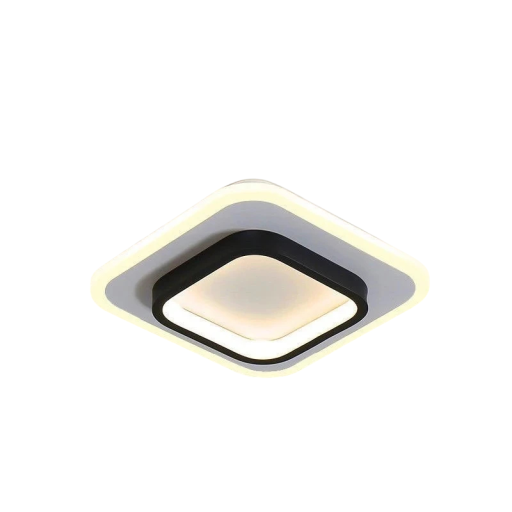 Stropné LED svietidlo štvorcové 20 x 20 x 5 cm, kov a akryl, vstavaná LED teplé biele svetlo do chodby a balkónu alebo na schodište