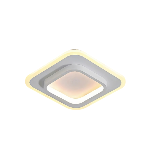Stropné LED svietidlo štvorcové 20 x 20 x 5 cm, kov a akryl, vstavaná LED tri teploty svetla do chodby a balkónu alebo na schodište