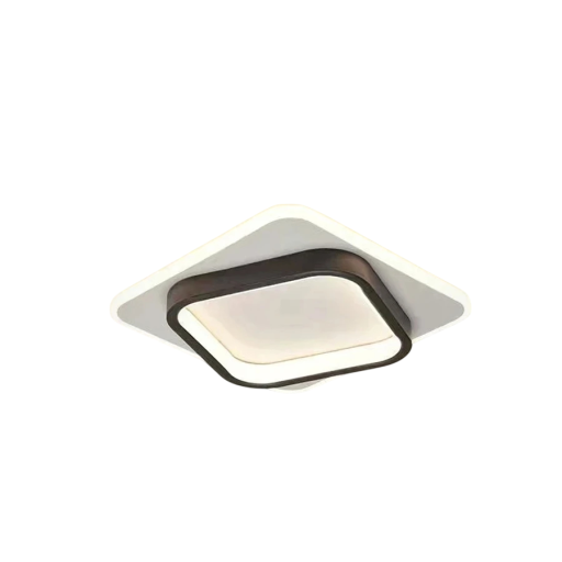 Stropné LED svietidlo štvorcové s dekoratívnym rámom 20 x 20 x 5 cm, kov a akryl, vstavaná LED teplé biele svetlo do chodby