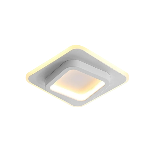 Stropné LED svietidlo štvorcové s dekoratívnym rámom 20 x 20 x 5 cm, kov a akryl, vstavaná LED tri teploty svetla do chodby