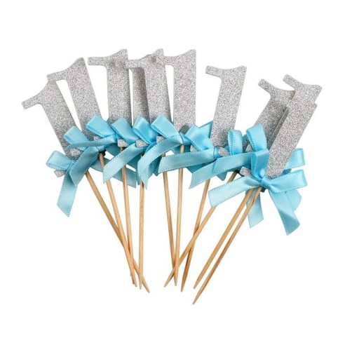 Stuzzicadenti per compleanno 1 anno blu 10 pz