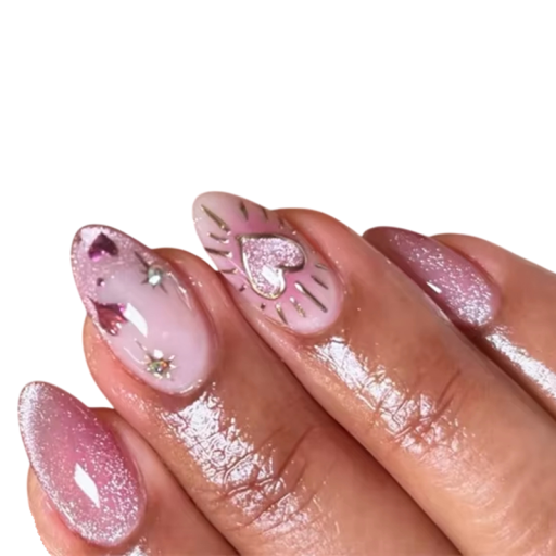 Style sucré mignon 24 pcs d'ongles artificiels en acrylique scintillants forme amande taille moyenne autocollants conseils de manucure