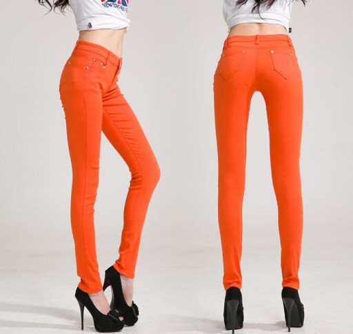 Stylowe jeansy damskie - Orange