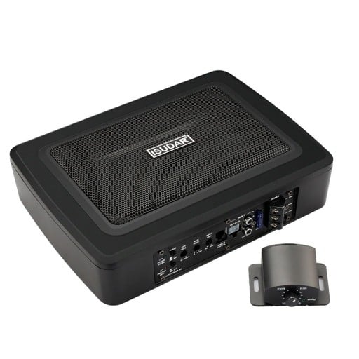 Subwoofer auto pentru sub scaun Subwoofer activ plat RMS 150 W Alimentare 12 V Cu regulator și cabluri Negru Pentru automobile personale