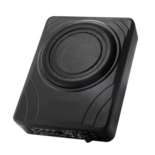 SucceBuy actieve subwoofer voor auto 200 W onderzit 8 inch met ingebouwde versterker 32,2 x 23,5 x 8 cm aluminium zwart 12 V YL-805C