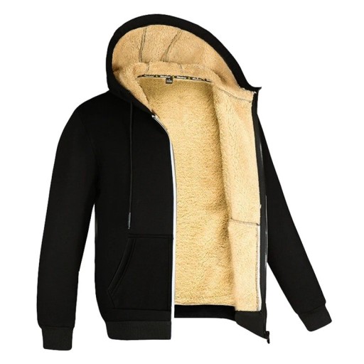 Sudadera aislante con capucha y cremallera Sudadera cálida de otoño e invierno con forro Sudadera con bolsillo canguro Ropa cómoda para los días fríos