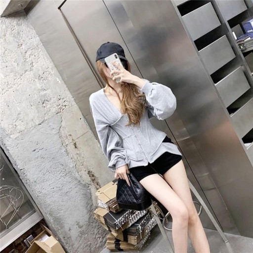 Sudadera ajustada de mujer, color gris