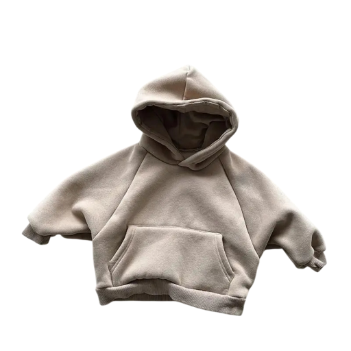 Sudadera infantil de invierno con capucha de forro polar Algodón y poliéster Corte holgado con bolsillos Suéter cálido de un solo