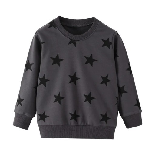 Sudadera para niña con estampado de estrellas y escote redondo, de manga larga y con puños