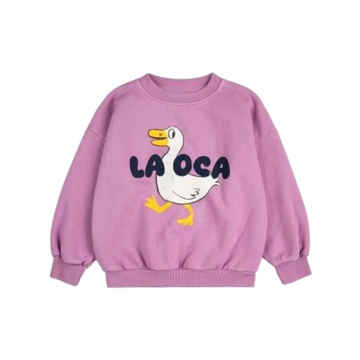 Sudadera rosa para niños con estampado de pato y escote redondo de manga larga para chicos y chicas