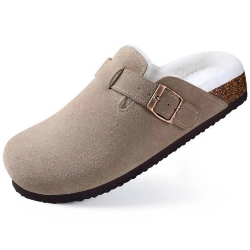 Suede Cork Slippers with Arch Support Soft Fluffy Lining Warm Anatomical Slippers for Women and Men Winter Home Footwear