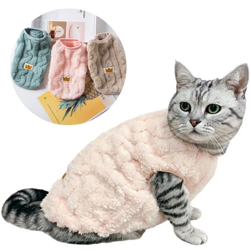 Suéter de outono e inverno para gato tamanho 1–1,5 kg XS Roupa quente de fibra macia Roupa aconchegante para dias frios Três cores