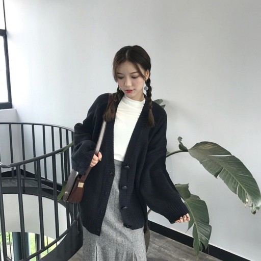 Suéter oversized feminino com botões G398