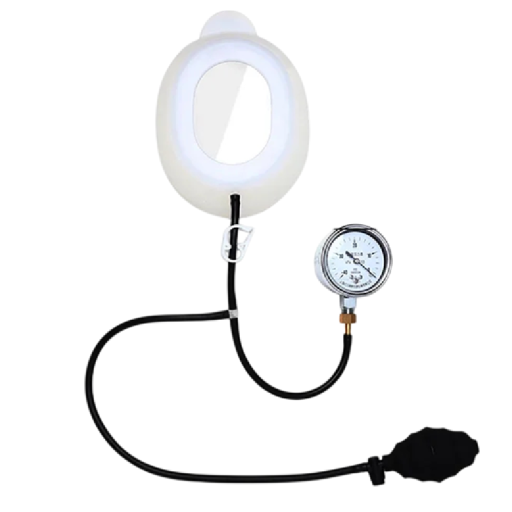 Sugekop til tragtformet bryst med manometer og ballon Størrelse M Undertrykskorrektion blød silikone hvid til pectus excavatum