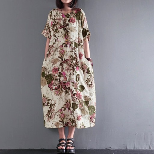 Sukienka tunika z kwiatowym wzorem