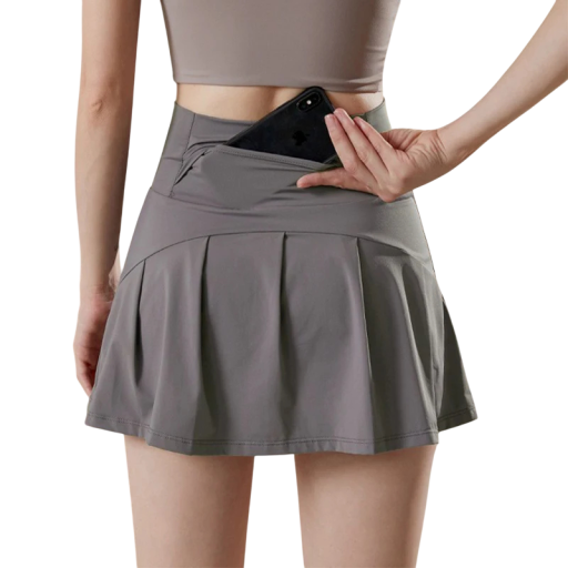 Summer Sports Pleated Skirt Shorts with High Waist Quick-Drying Thin Skirt with Back Pocket for Running Exercise Tennis Fitness