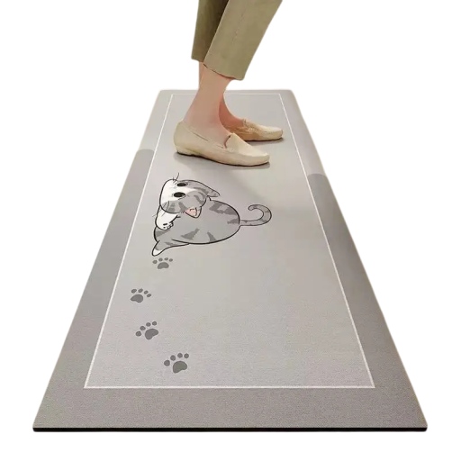 Super absorvente tapete 50x80 cm Tapete de casa de banho antiderrapante com motivo de gatinho Tapete macio para corredor, cozinha e casa de banho