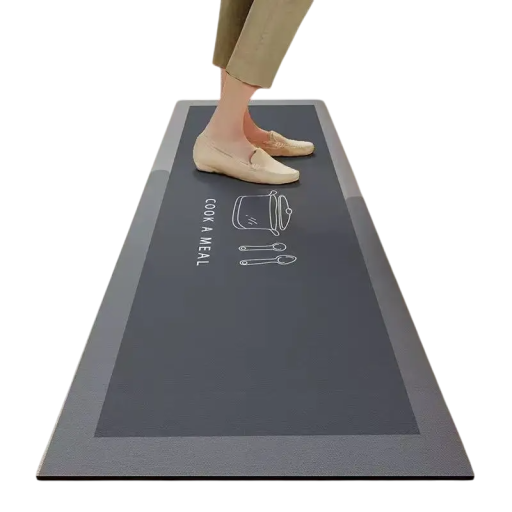 Super assorbente tappetino da cucina 50x80 cm con motivo di cottura Pentola e cucchiaio Tappeto morbido antiscivolo per interni Decorazione per pavimenti