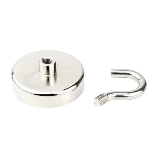 Super silný neodymový magnet 60 mm Kulatý výkonný magnet se šroubovacím háčkem Rybářský záchranný magnet Lov pokladů z vody