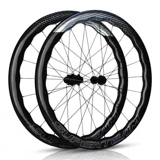 SUPERTEAM 700C Radset Felge 50 mm Wellenprofil Clincher Tubeless Achse 12 x 100 und 12 x 142 mm SRAM XDR Schwarz Für Scheibenbremsen