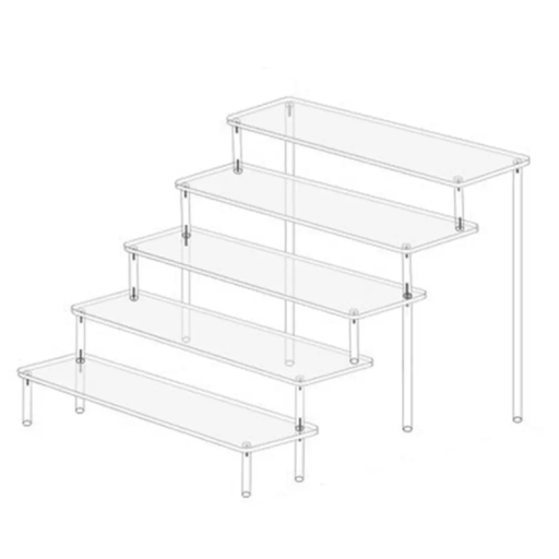 Suport acrilic transparent cu 5 niveluri 30 x 31,5 x 25 cm Raft de expunere pe mai multe niveluri pentru cosmetice, figurine, bijuterii și obiecte de colecție