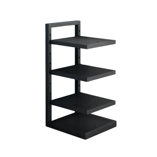Suport de depozitare pentru oale cu 4 etaje și înălțime ajustabilă 26,5 × 22,5 × 52 cm din oțel carbon negru pentru bucătărie