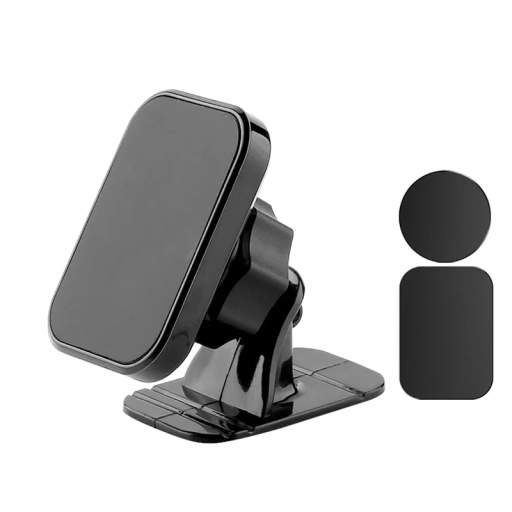 Suport magnetic de telefon pentru bord, rotativ la 360°, compact, cu bază autoadezivă, suport universal pentru mașină