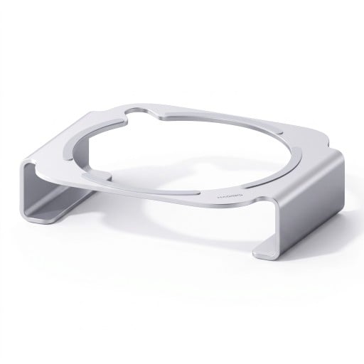 Suport pentru Mac mini M4 și M4 Pro cu evacuare a căldurii suport antiderapant cu bază înălțată și orificiu de ventilație argintiu pentru birou