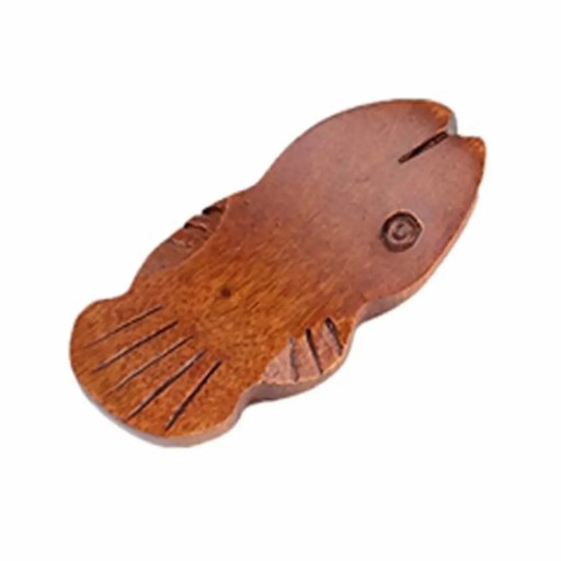 Suporte de madeira para pauzinhos estilo japonês, suporte de mesa em forma de peixe, utensílio de cozinha de madeira, castanho, para pauzinhos, colher, garfo, faca 6,5 x 2,7 cm