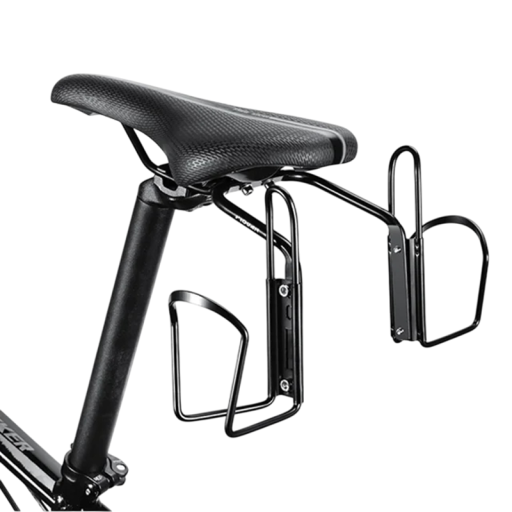 Suporte metálico para 2 garrafas 12 x 14 x 11 cm Suporte de bicicleta sob o selim Suporte de alumínio para garrafas Fixação firme Estrutura resistente Equipamento desportivo