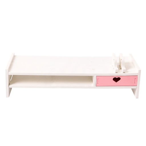 Suporte para monitor com gaveta e suporte para telefone Organizador de mesa 503 x 120 x 183 mm Branco com gaveta rosa Para escritório e casa